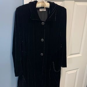 Bodil black silk velvet duster jacket